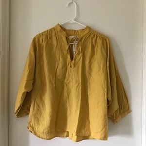 NWT Uniqlo Yellow Linen Blended Blouse Size S
